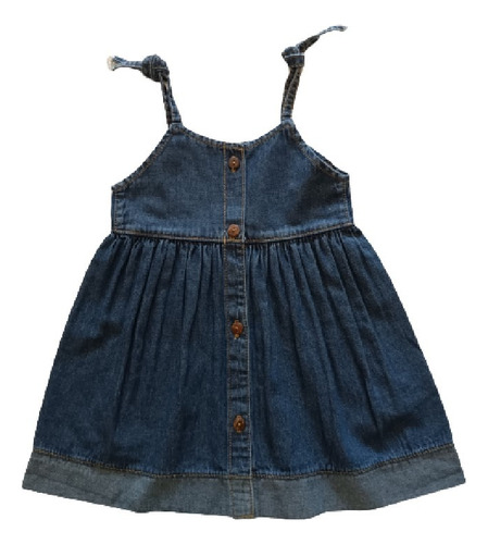 Vestido Beba Jean Musculosa Volados Con Lazo Y Moño