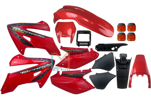 Kit Carenagem Adesivado Xr 250 Tornado Vermelha 2008 16 Peç