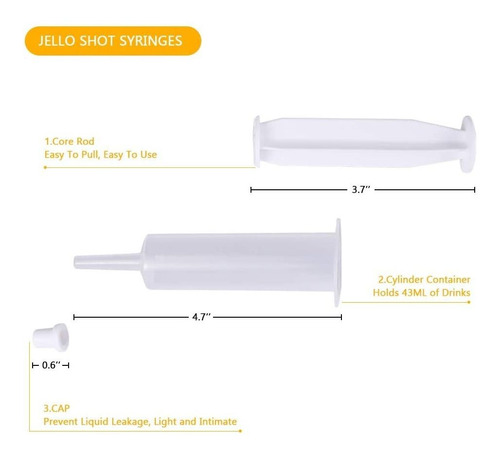 Paquete De 50 Jeringas De Chupito De Gelatina, Recipientes M
