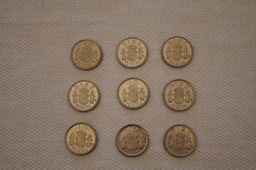 Colección De 9 Monedas De España De 10 Pesetas Juan Carlos I