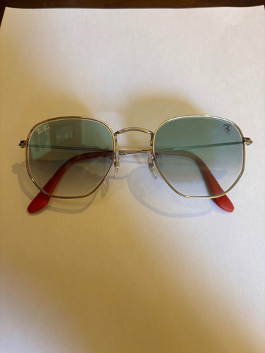 Óculos Rayban By Ferrari (sem Uso) Feminino Hexagonal Prateado Azul Prateado Prateado (Usado)