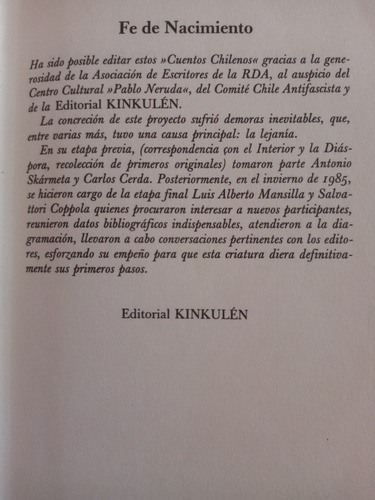 Cuentos Chilenos. Miguel Tori, Irene Gris-otros. 1988, Rda
