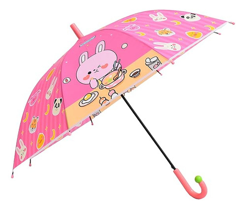 Paraguas Infantil De 6 Pcs Goma Eva Mango Largo Con Silbato Color Rosa