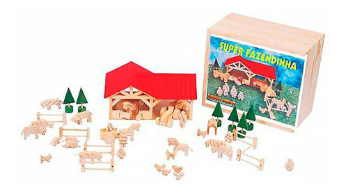 Imagem 1 de 1 de Brinquedos Educativos - Super Fazendinha 45 Peças Em Madeira