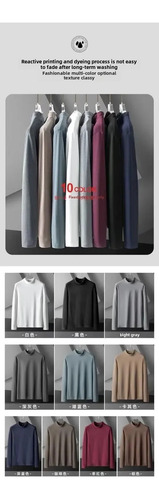 Camiseta Cálida De Manga Larga Con Cuello Alto Y Cuello Alto
