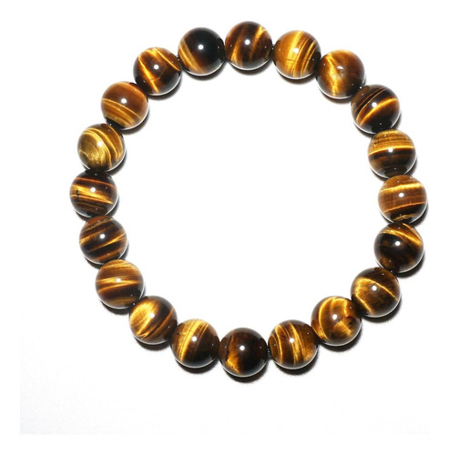 Pulsera Para Hombre Con Ojo De Tigre Dorado De 10 Mm | Se Ad