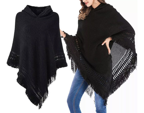 La Imitación De La Cachemira De Punto Chal-poncho Para Mujer