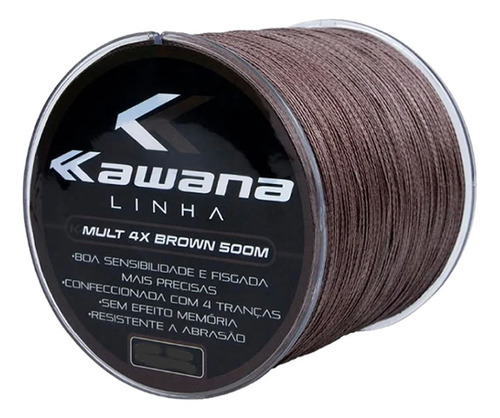 Linha De Pesca Kawana 4x 0,34mm Multifilamento 500 Mts 50lbs