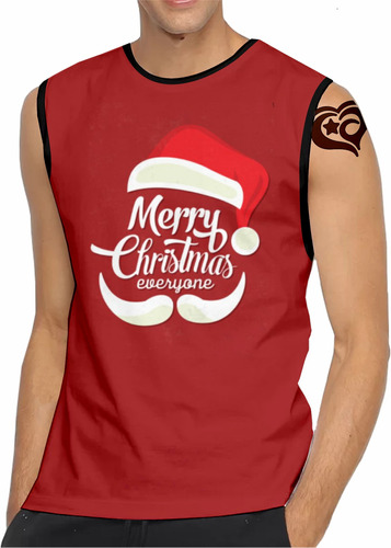 Camiseta Regata De Natal Feliz Masculina Papai Noel Vermelho