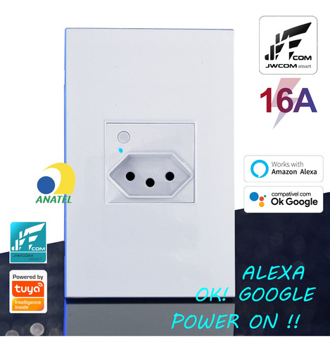 Tomada Inteligente Modular Jwcom Smart Alexa Google Home 16a