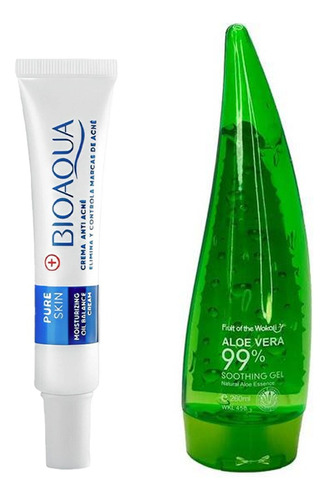 Crema Anti Acne Pure Skin Bioaqua + Gel Aloe Vera Wokali