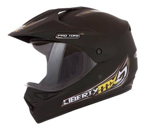 Capacete Cross Liberty Mx Com Viseira Preto Fosco Pro Tork