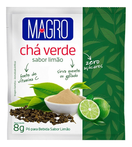 Chá Verde Magro Sabor Limão Zero Açúcares 8g
