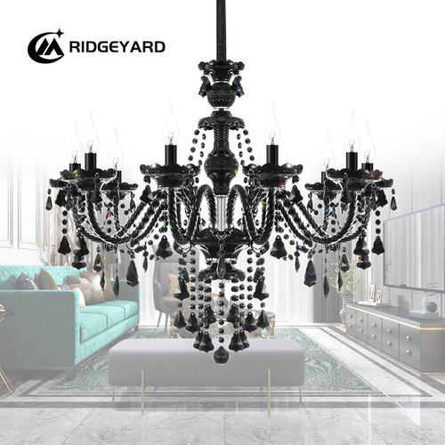 Ridgeyard 10 Luces De Cristal Estilo Vela Lámpara De Techo C
