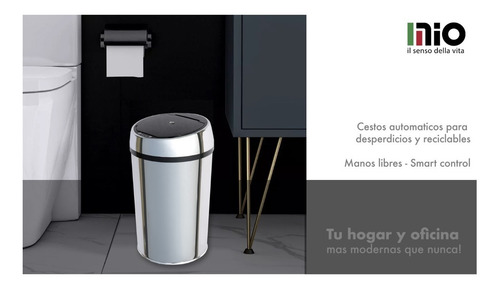 Imagen 7 de 10 de Cesto Residuos Tacho Basura Sensor Automático 40 L Acero Mio