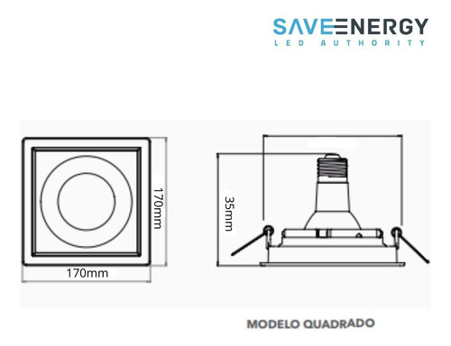 Kit 8 Luminaria Par30 Spot Quadrado E27 Save Energy