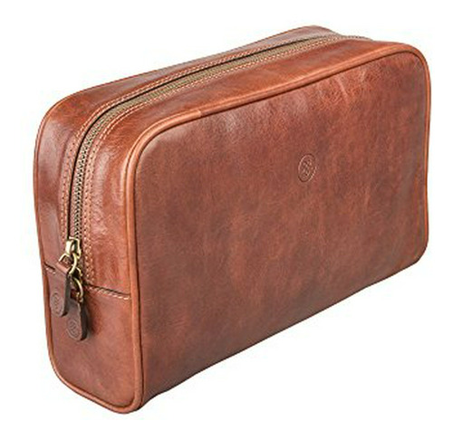 Piel Maxwell Scott Mujeres Dopp Kit - Raffaelle Tan.