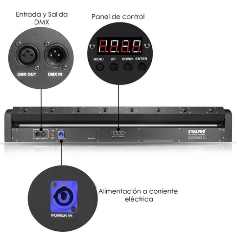 Imagen 4 de 6 de Barra Motorizada 8 Laser Rojo Profesional Steelpro Razor