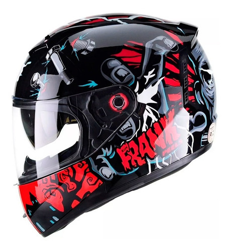Capacete De Moto Peels Icon Frank Preto Brilho E Vermelho Tamanho do capacete 56