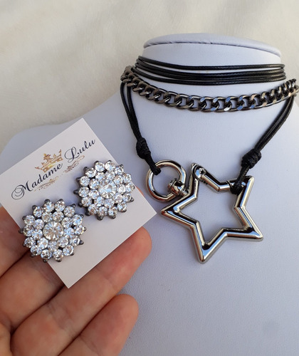 Imagem 8 de 10 de Kit Colar, Pulseira E Cinto Coração Estrela Pingente Atacado