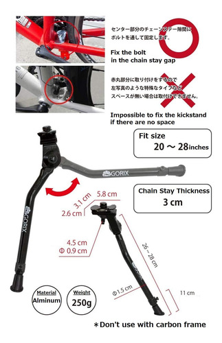 Gorix - Soporte De Bicicleta Lateral Para Bicicleta De Monta