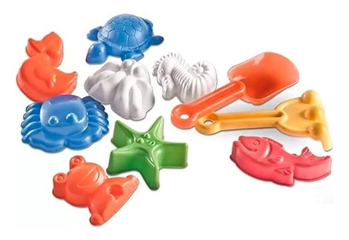 Imagem 2 de 2 de Kit Praia E Areia Com Forminhas Para Modelar 10 Peças