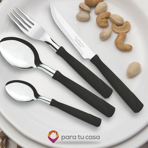 Imagen 6 de 10 de Set X 48 Tenedor Cuchillo Cuchara New Kolor Tramontina Ct