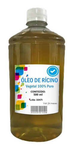Óleo De Rícino 100% Natural Vegano Crescimento Cabelo 500ml