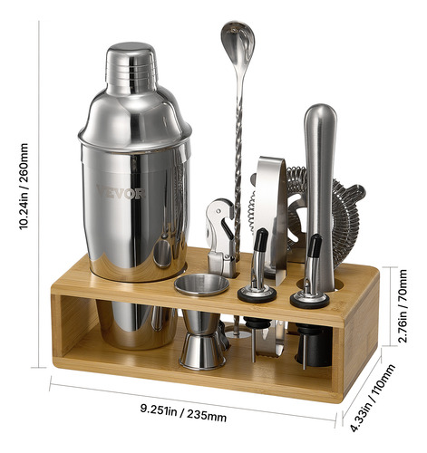 Vevor Juego Completo De Coctelera 10 Uds Acero Inoxidable