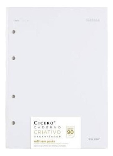 Refil Caderno Argolado -cícero-40fls Offset Sem Pauta 17x24
