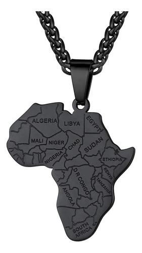 Collar De Mapa Africano Prosteel, Cadena De Acero Inoxidable