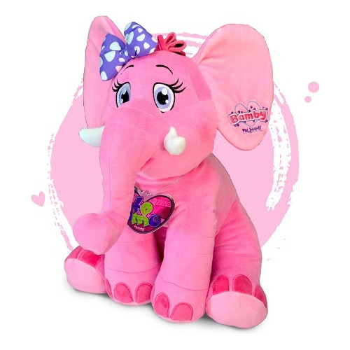 Peluche Elefante Bamby Rosado Pelanas Original