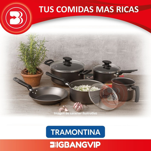 Imagen 3 de 7 de Bateria Loreto 5 Pzas Antiadherente Starflon Tramontina
