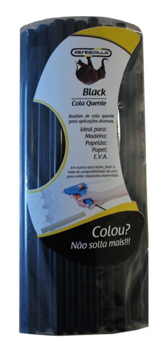 Kit Cola Quente Preta Refil Bastão Black Fino 500 Grama 30cm