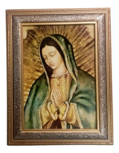 Cuadro De Virgen De Guadalupe, Con Marco Dorado Detallado