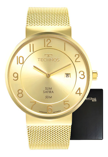 Reloj Technos Social Slim Gold, caja delgada, cristal de zafiro