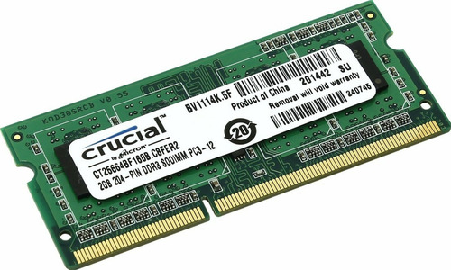 Imagen 1 de 1 de Memoria Ddr3 2gb 12800 Laptop Marca Crucial Rfb Nueva