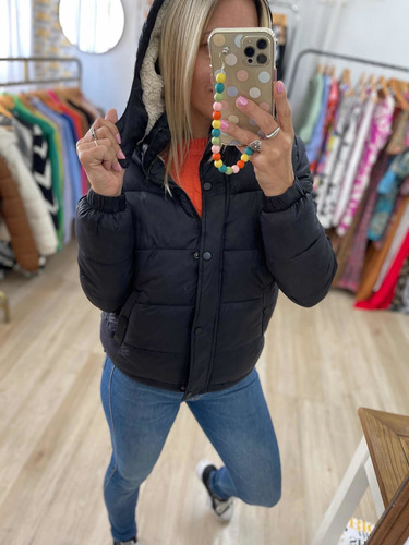 Imagen 7 de 10 de Campera Puffer Forrada En Piel Corderito The Big Shop