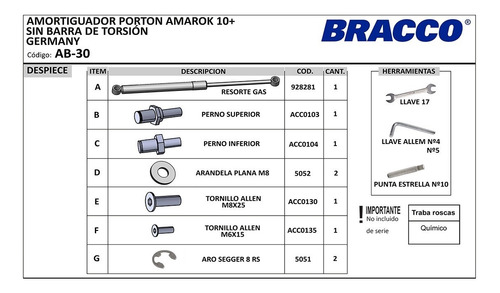Imagen 3 de 10 de Amortiguador Portón Amarok 2010+ Bracco Original
