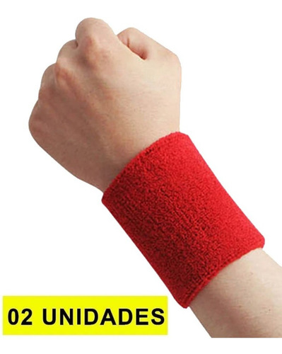 Munhequeira Toalha 15cm Kit 2 Pares Cores Vermelha E Laranja
