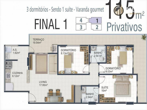 Imagem 13 de 13 de Apartamento Com 3 Dormitórios À Venda, 94 M² Por R$ 598.000,00 - Aviação - Praia Grande/sp - Ap1708