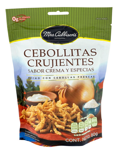 Mrs Cubbisons Cebollas Crujientes Sabor Crema Y Especias 80g