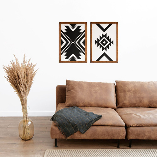 Imagem decorativa de madeira 2 Tribales Zulu Odun Arts 60x40x2 cor preta