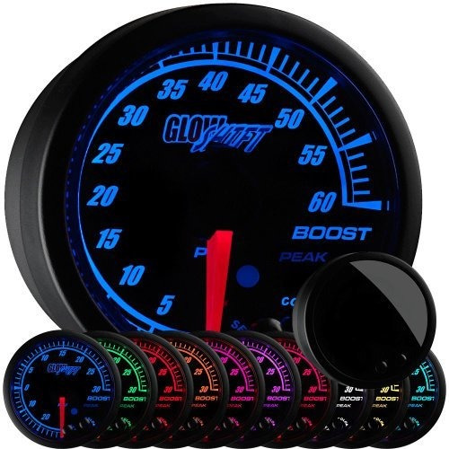 Glowshift Elite 10 Color 60 Psi Boost Gauge Kit - Incluye Se