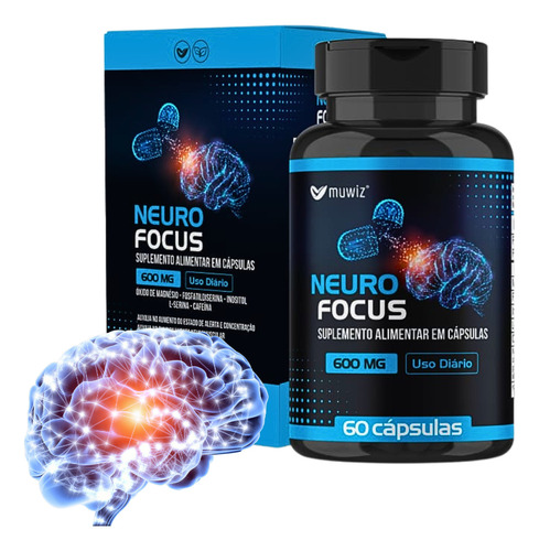Neuro Focus 600mg Muwiz 60 Cápsulas - Foco E Concentração Sabor Sem Sabor