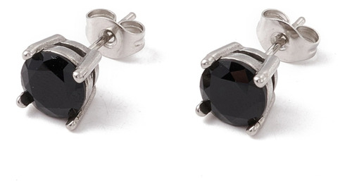 Hermosos Aretes Con Cristal Negro De Acero Inoxidable