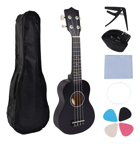 Ukelele De 21 Pulgadas Para Principiantes - Incluye Bolsa, Correa, Púas Y Afinador, Color Blanco