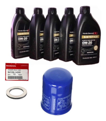 5 Lts Aceite Sintetico Y Filtro Orig Honda Accord Civic Crv 