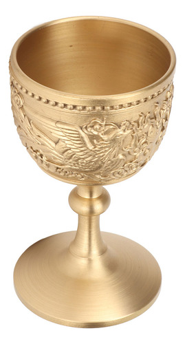 Copa De Vino En Forma De Cáliz Dorado, Estilo Retro En Relie