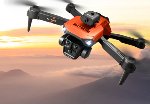 Drone K6 Max 3 Cameras 8k Semi Profissional 2 Baterias +case Cor Laranja